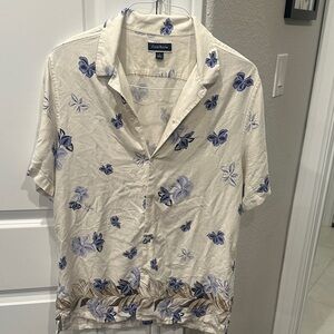 Club Room Men's Shirt with Cream and Blue Floral Design